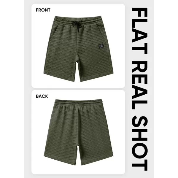 JMIERR Mens Sweat Shorts Casual Stretch Elastic Waist Waffle Workout Gym Short 7 inch Inseam Running Short with Pocket