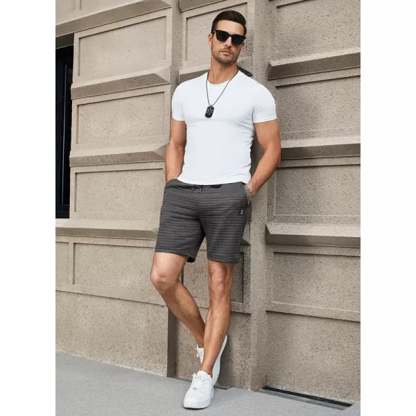 JMIERR Mens Sweat Shorts Casual Stretch Elastic Waist Waffle Workout Gym Short 7 inch Inseam Running Short with Pocket