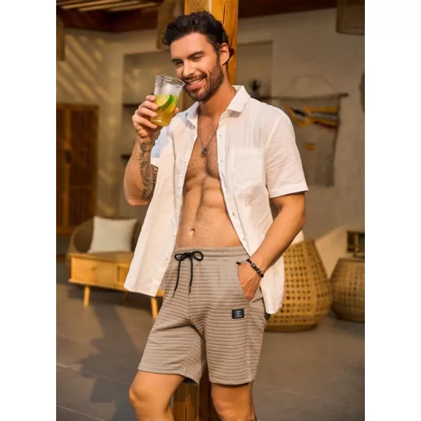 JMIERR Mens Sweat Shorts Casual Stretch Elastic Waist Waffle Workout Gym Short 7 inch Inseam Running Short with Pocket