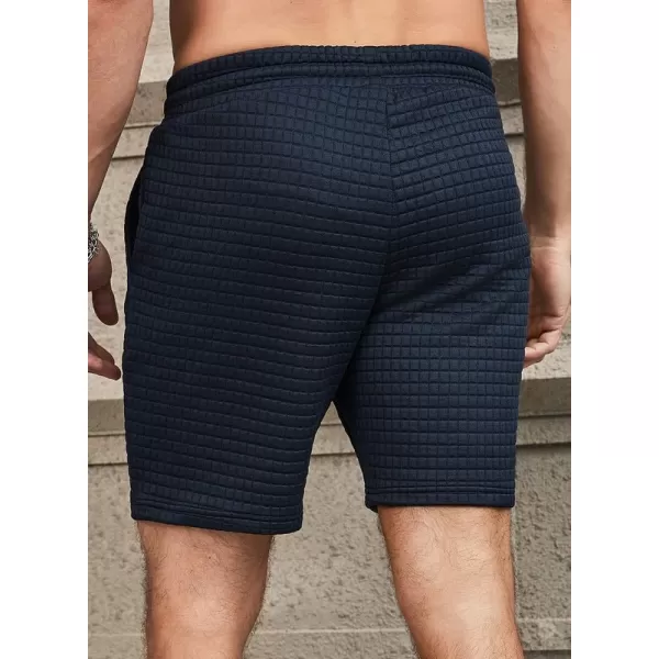 JMIERR Mens Sweat Shorts Casual Stretch Elastic Waist Waffle Workout Gym Short 7 inch Inseam Running Short with Pocket
