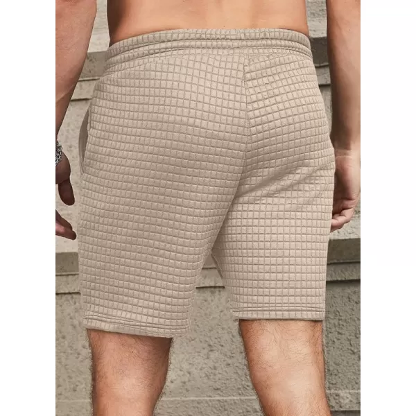 JMIERR Mens Sweat Shorts Casual Stretch Elastic Waist Waffle Workout Gym Short 7 inch Inseam Running Short with Pocket