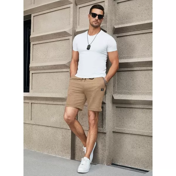 JMIERR Mens Sweat Shorts Casual Stretch Elastic Waist Waffle Workout Gym Short 7 inch Inseam Running Short with Pocket