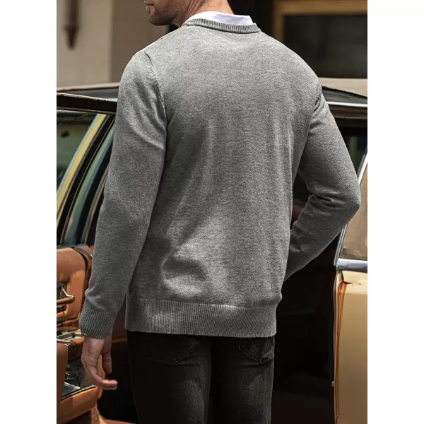 JMIERR Mens Sweaters Casual V Neck Ribbed Knit Slim Fit Long Sleeve Argyle Pullover