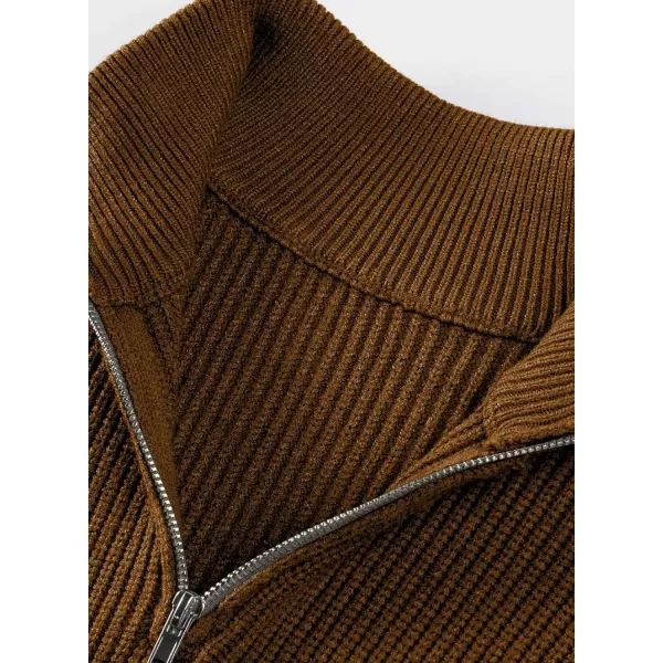 JMIERR Sweaters for Men Winter Slim Fit Mock Neck Polo Polluver Christmas Quarter-Zip Sweaters with Ribbed Edge
