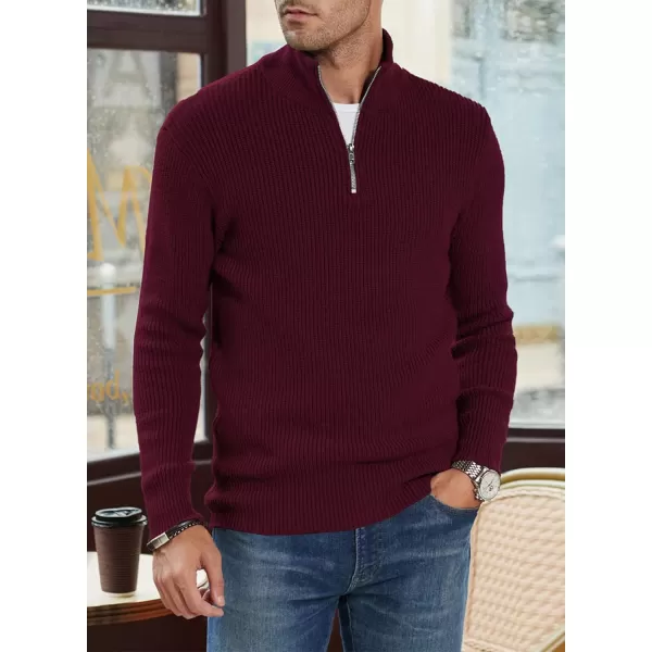 JMIERR Sweaters for Men Winter Slim Fit Mock Neck Polo Polluver Christmas Quarter-Zip Sweaters with Ribbed Edge