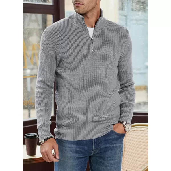 JMIERR Sweaters for Men Winter Slim Fit Mock Neck Polo Polluver Christmas Quarter-Zip Sweaters with Ribbed Edge