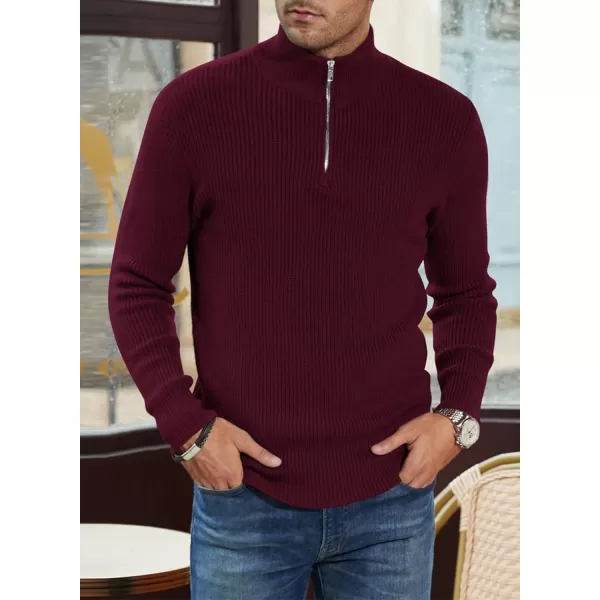 JMIERR Sweaters for Men Winter Slim Fit Mock Neck Polo Polluver Christmas Quarter-Zip Sweaters with Ribbed Edge