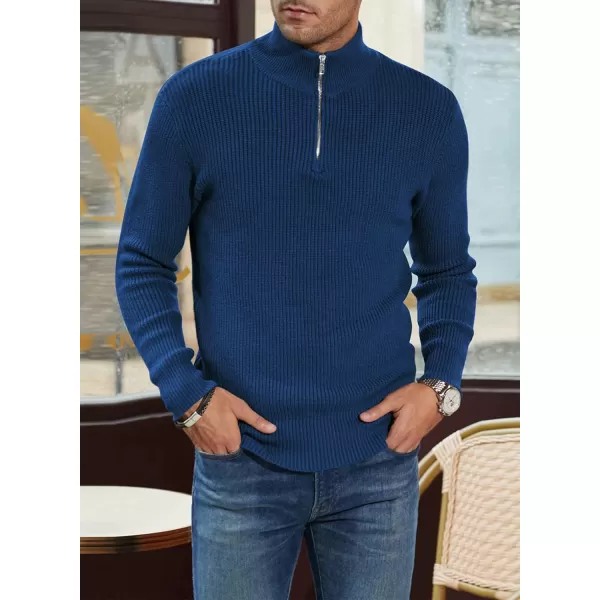JMIERR Sweaters for Men Winter Slim Fit Mock Neck Polo Polluver Christmas Quarter-Zip Sweaters with Ribbed Edge