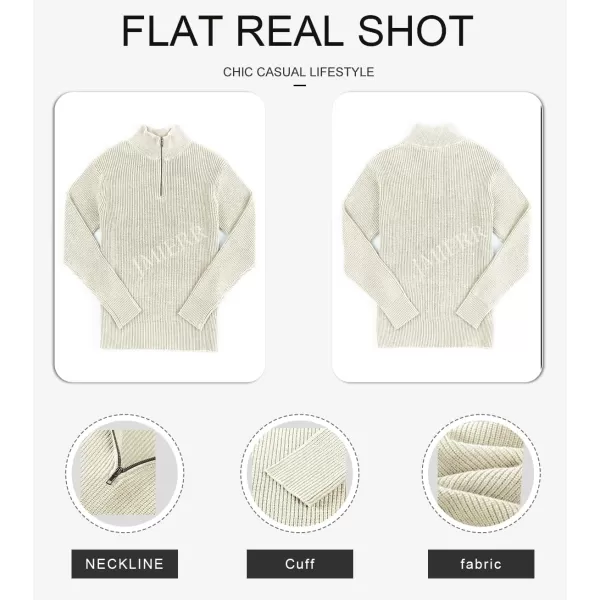 JMIERR Sweaters for Men Winter Slim Fit Mock Neck Polo Polluver Christmas Quarter-Zip Sweaters with Ribbed Edge