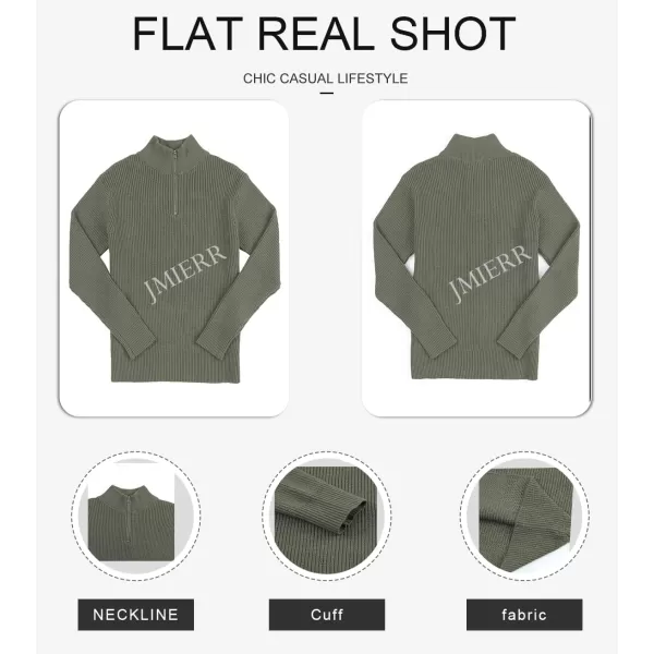 JMIERR Sweaters for Men Winter Slim Fit Mock Neck Polo Polluver Christmas Quarter-Zip Sweaters with Ribbed Edge