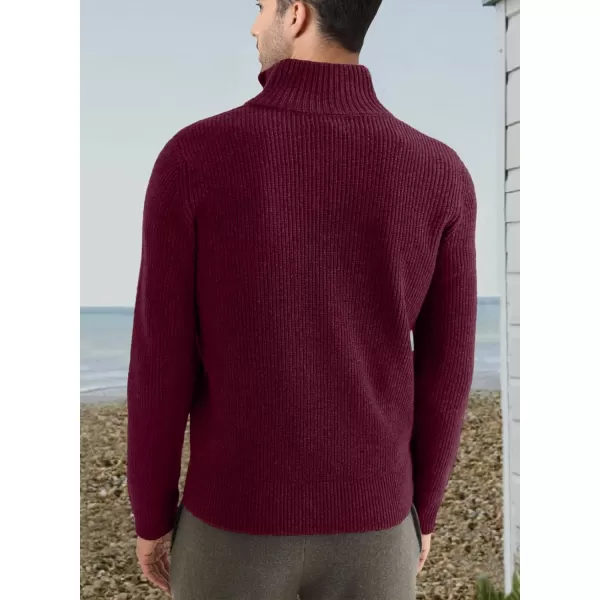 JMIERR Sweaters for Men Winter Slim Fit Mock Neck Polo Polluver Christmas Quarter-Zip Sweaters with Ribbed Edge
