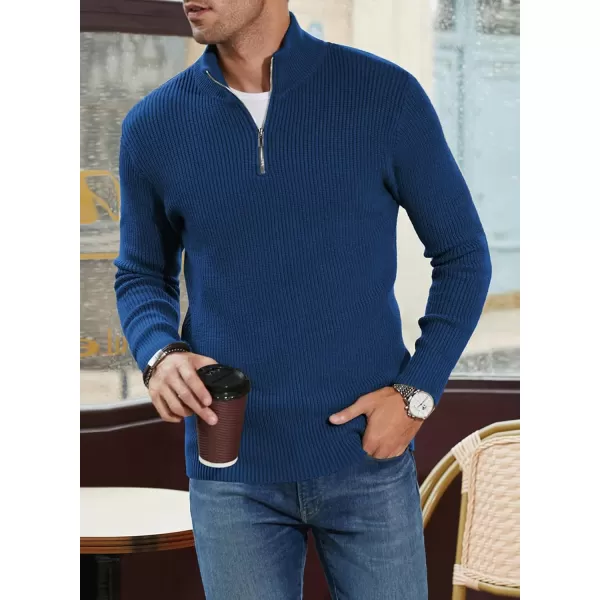 JMIERR Sweaters for Men Winter Slim Fit Mock Neck Polo Polluver Christmas Quarter-Zip Sweaters with Ribbed Edge