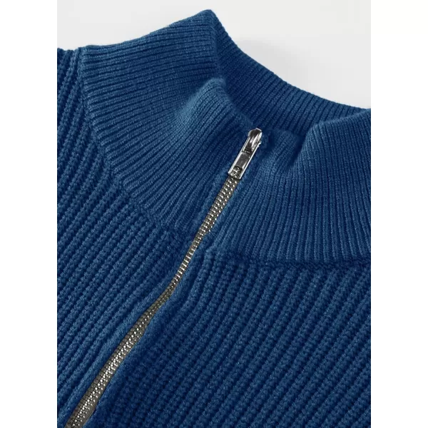 JMIERR Sweaters for Men Winter Slim Fit Mock Neck Polo Polluver Christmas Quarter-Zip Sweaters with Ribbed Edge