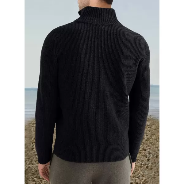 JMIERR Sweaters for Men Winter Slim Fit Mock Neck Polo Polluver Christmas Quarter-Zip Sweaters with Ribbed Edge