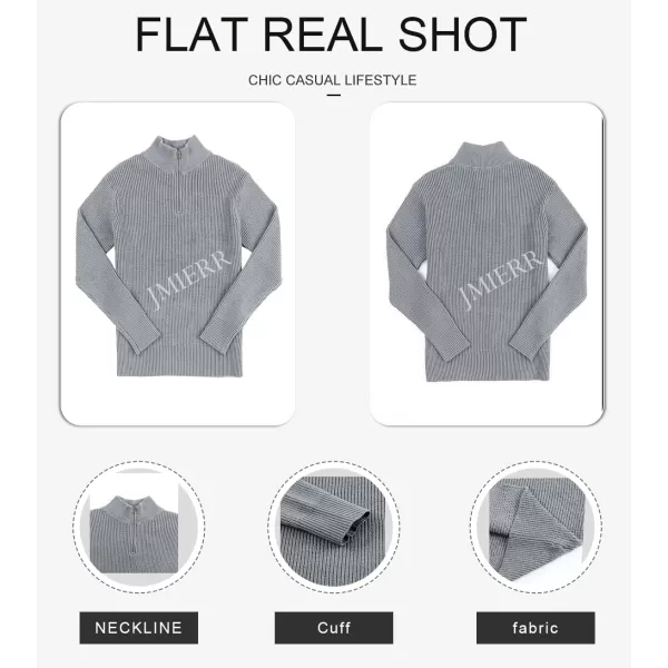 JMIERR Sweaters for Men Winter Slim Fit Mock Neck Polo Polluver Christmas Quarter-Zip Sweaters with Ribbed Edge