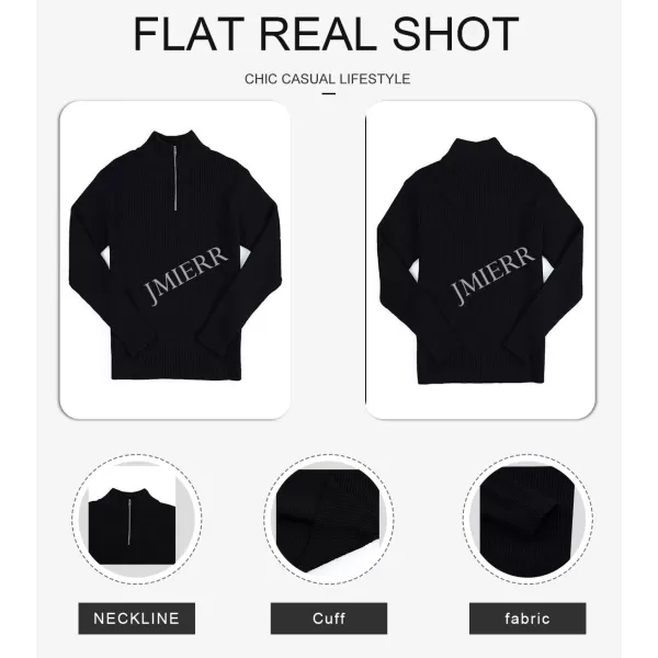JMIERR Sweaters for Men Winter Slim Fit Mock Neck Polo Polluver Christmas Quarter-Zip Sweaters with Ribbed Edge