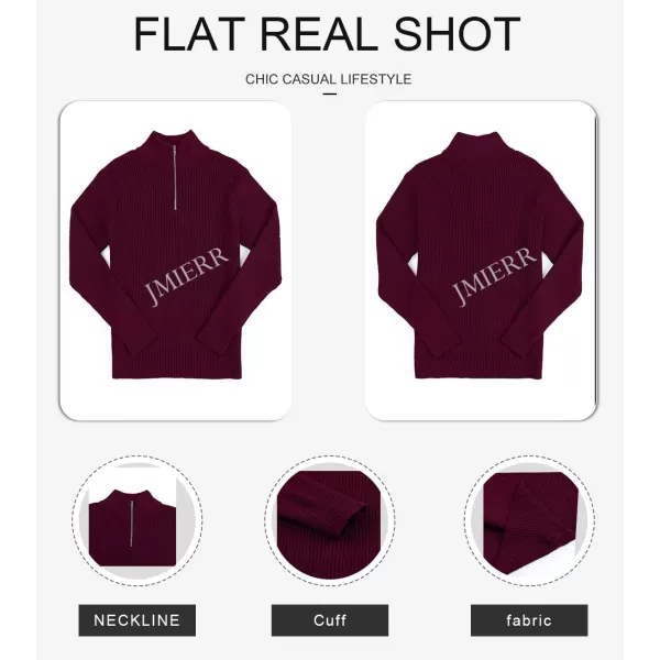 JMIERR Sweaters for Men Winter Slim Fit Mock Neck Polo Polluver Christmas Quarter-Zip Sweaters with Ribbed Edge