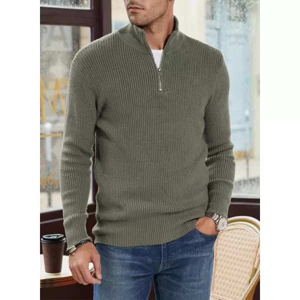 JMIERR Sweaters for Men Winter Slim Fit Mock Neck Polo Polluver Christmas Quarter-Zip Sweaters with Ribbed Edge