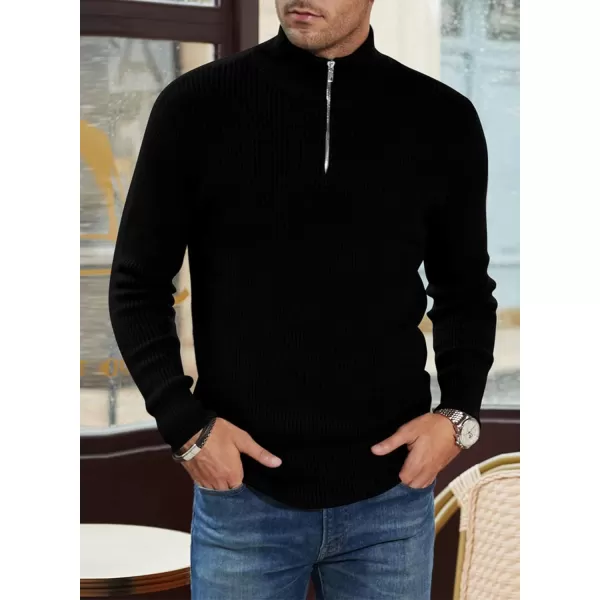 JMIERR Sweaters for Men Winter Slim Fit Mock Neck Polo Polluver Christmas Quarter-Zip Sweaters with Ribbed Edge