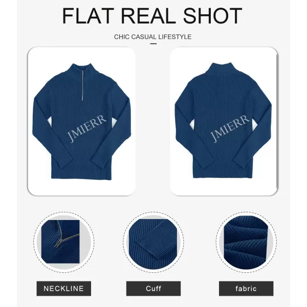 JMIERR Sweaters for Men Winter Slim Fit Mock Neck Polo Polluver Christmas Quarter-Zip Sweaters with Ribbed Edge