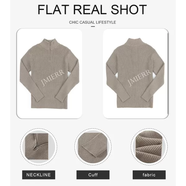 JMIERR Sweaters for Men Winter Slim Fit Mock Neck Polo Polluver Christmas Quarter-Zip Sweaters with Ribbed Edge