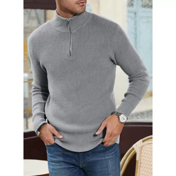JMIERR Sweaters for Men Winter Slim Fit Mock Neck Polo Polluver Christmas Quarter-Zip Sweaters with Ribbed Edge