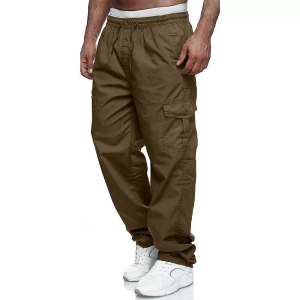 JMIERR Cargo Pants for Men Casual Cotton Relaxed Fit Pants Stretch Elastic Waist Lightweight Work Pants Multi Pockets