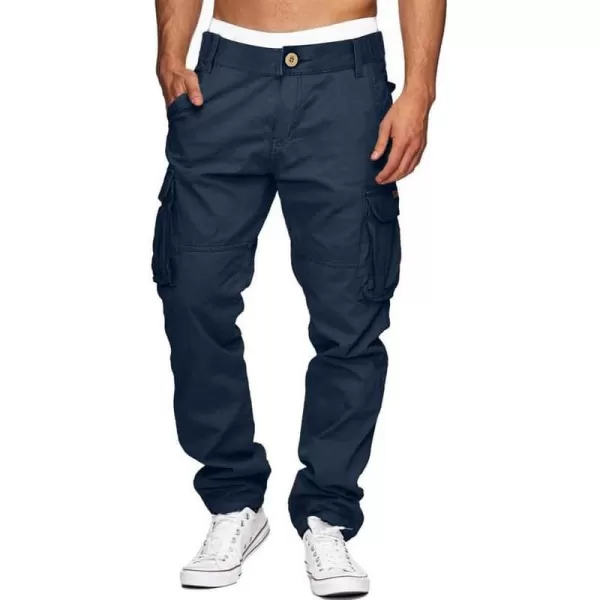 JMIERR Cargo Pants for Men Casual Cotton Relaxed Fit Pants Stretch Elastic Waist Lightweight Work Pants Multi Pockets