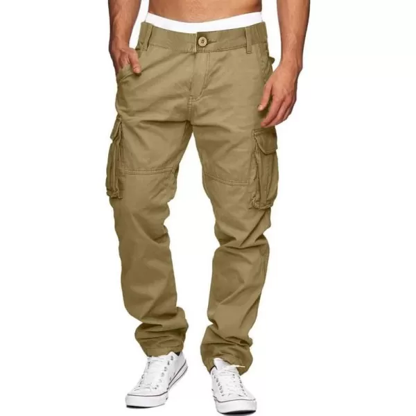 JMIERR Cargo Pants for Men Casual Cotton Relaxed Fit Pants Stretch Elastic Waist Lightweight Work Pants Multi Pockets