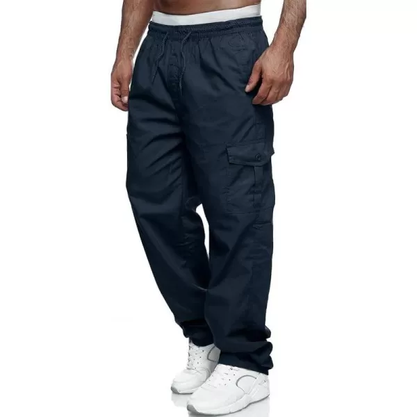 JMIERR Cargo Pants for Men Casual Cotton Relaxed Fit Pants Stretch Elastic Waist Lightweight Work Pants Multi Pockets