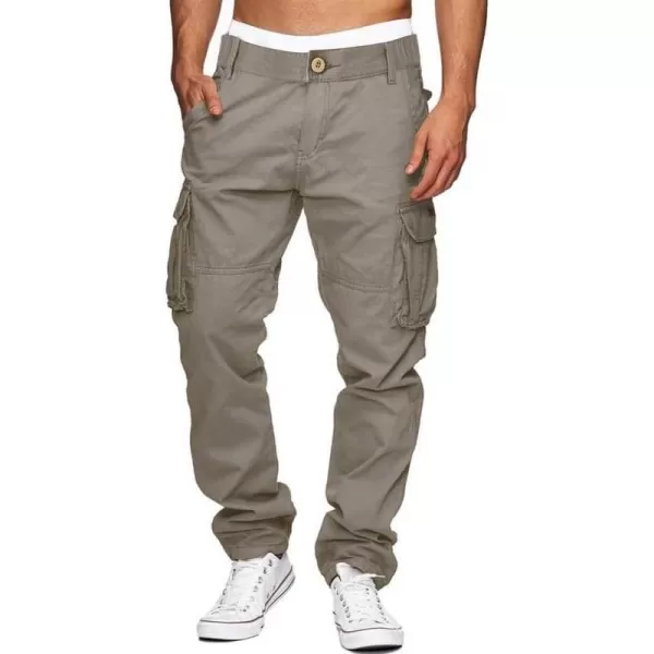 JMIERR Cargo Pants for Men Casual Cotton Relaxed Fit Pants Stretch Elastic Waist Lightweight Work Pants Multi Pockets