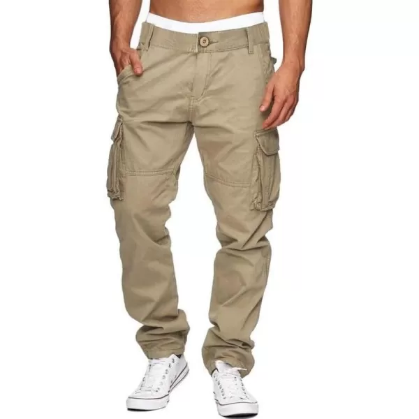 JMIERR Cargo Pants for Men Casual Cotton Relaxed Fit Pants Stretch Elastic Waist Lightweight Work Pants Multi Pockets
