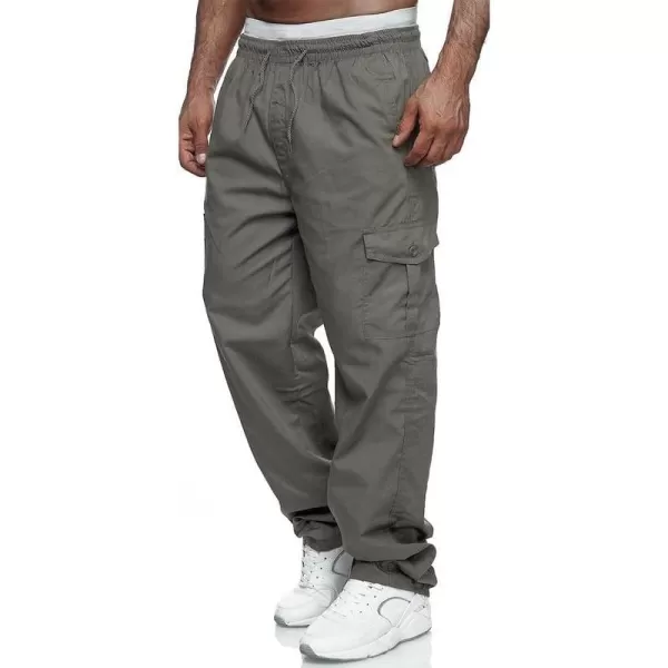 JMIERR Cargo Pants for Men Casual Cotton Relaxed Fit Pants Stretch Elastic Waist Lightweight Work Pants Multi Pockets