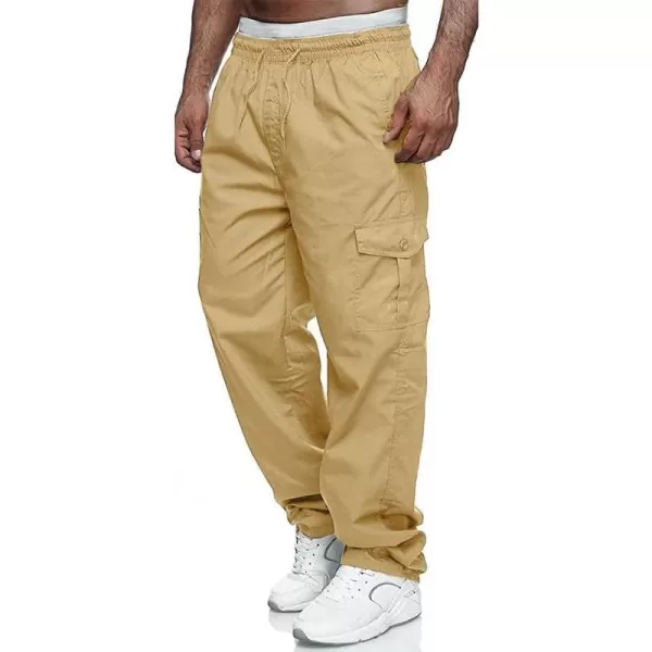 JMIERR Cargo Pants for Men Casual Cotton Relaxed Fit Pants Stretch Elastic Waist Lightweight Work Pants Multi Pockets