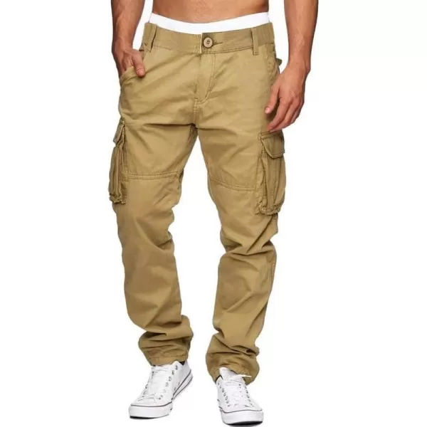 JMIERR Cargo Pants for Men Casual Cotton Relaxed Fit Pants Stretch Elastic Waist Lightweight Work Pants Multi Pockets