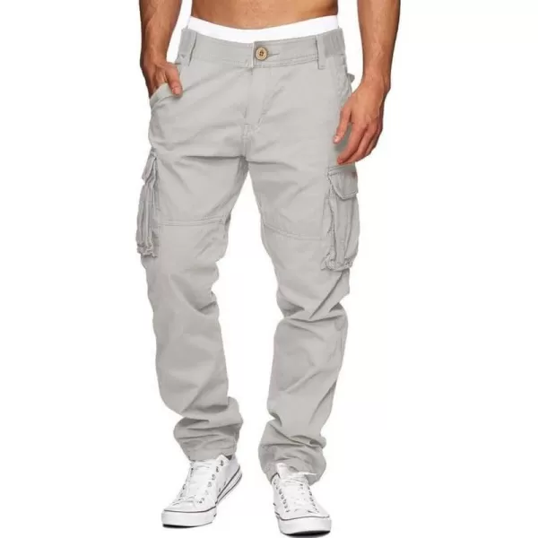 JMIERR Cargo Pants for Men Casual Cotton Relaxed Fit Pants Stretch Elastic Waist Lightweight Work Pants Multi Pockets