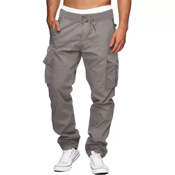JMIERR Cargo Pants for Men Casual Cotton Relaxed Fit Pants Stretch Elastic Waist Lightweight Work Pants Multi Pockets