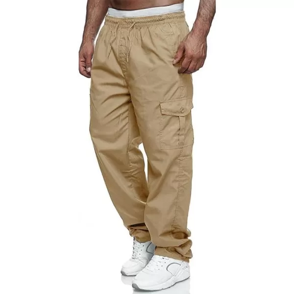 JMIERR Cargo Pants for Men Casual Cotton Relaxed Fit Pants Stretch Elastic Waist Lightweight Work Pants Multi Pockets