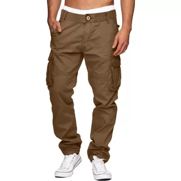 JMIERR Cargo Pants for Men Casual Cotton Relaxed Fit Pants Stretch Elastic Waist Lightweight Work Pants Multi Pockets