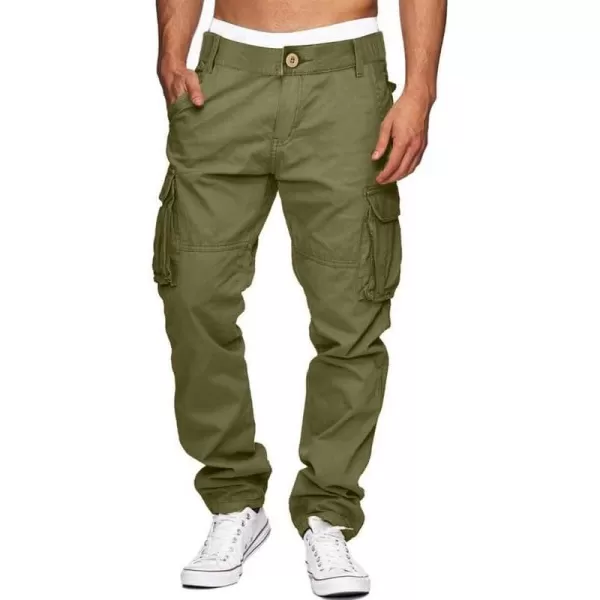 JMIERR Cargo Pants for Men Casual Cotton Relaxed Fit Pants Stretch Elastic Waist Lightweight Work Pants Multi Pockets