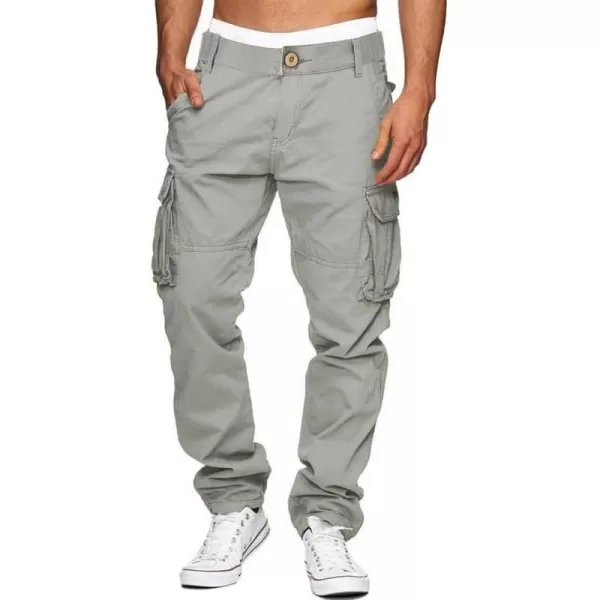 JMIERR Cargo Pants for Men Casual Cotton Relaxed Fit Pants Stretch Elastic Waist Lightweight Work Pants Multi Pockets
