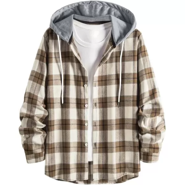 JMIERR Flannel Hoodies for Men Casual Button Down PlaidLong Sleeve Lightweight Shirts Jackets