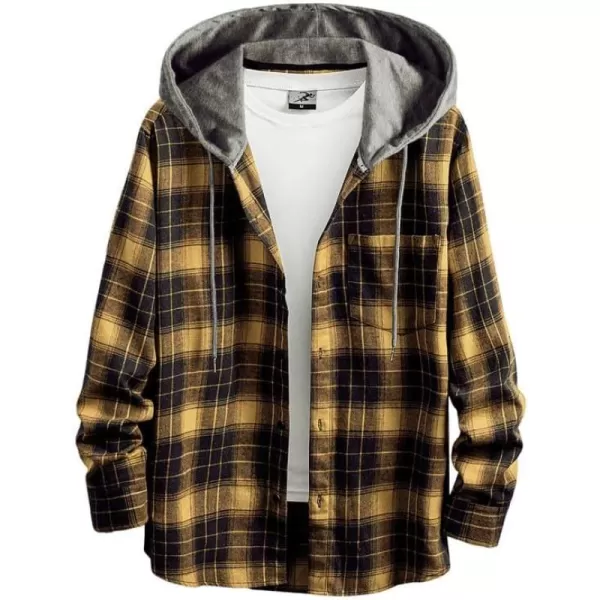 JMIERR Flannel Hoodies for Men Casual Button Down PlaidLong Sleeve Lightweight Shirts Jackets
