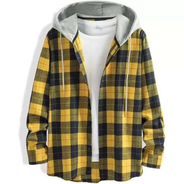 JMIERR Flannel Hoodies for Men Casual Button Down PlaidLong Sleeve Lightweight Shirts Jackets