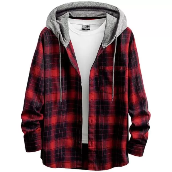 JMIERR Flannel Hoodies for Men Casual Button Down PlaidLong Sleeve Lightweight Shirts Jackets