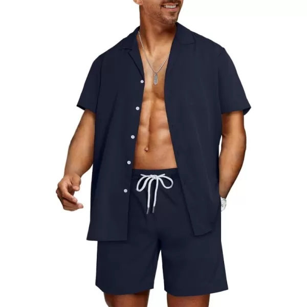 JMIERR Men Hawaiian Matching Set, Casual Summer Beach 2 Piece Outfits Button Down Short Sleeve Shirts and Shorts