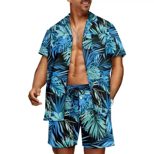 JMIERR Men Hawaiian Matching Set, Casual Summer Beach 2 Piece Outfits Button Down Short Sleeve Shirts and Shorts