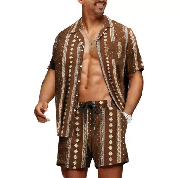 JMIERR Men Hawaiian Matching Set, Casual Summer Beach 2 Piece Outfits Button Down Short Sleeve Shirts and Shorts