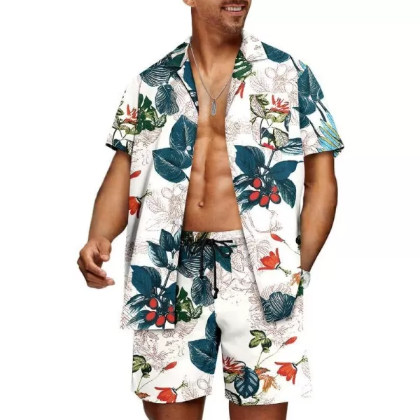 JMIERR Men Hawaiian Matching Set, Casual Summer Beach 2 Piece Outfits Button Down Short Sleeve Shirts and Shorts