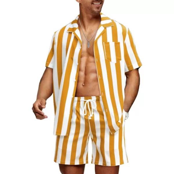 JMIERR Men Hawaiian Matching Set, Casual Summer Beach 2 Piece Outfits Button Down Short Sleeve Shirts and Shorts